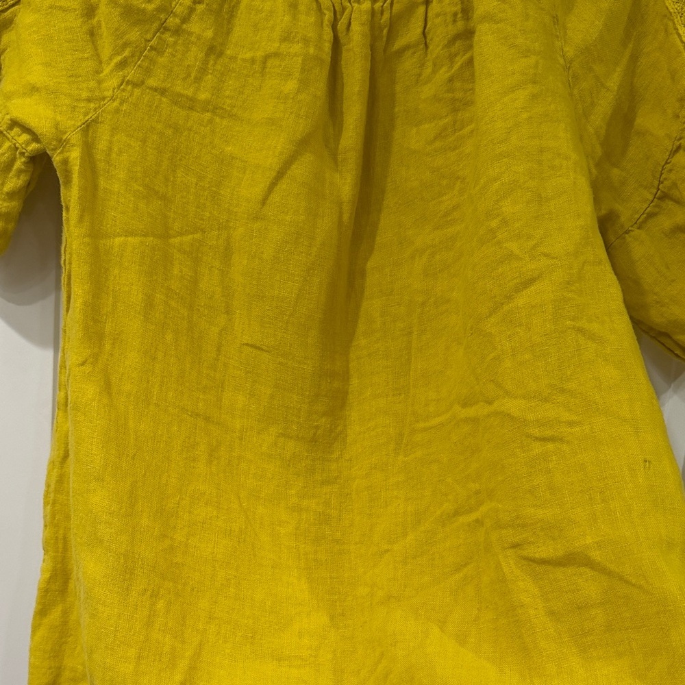 EUC Mustard Yellow Italian Linen Blouse - Picture 2 of 9